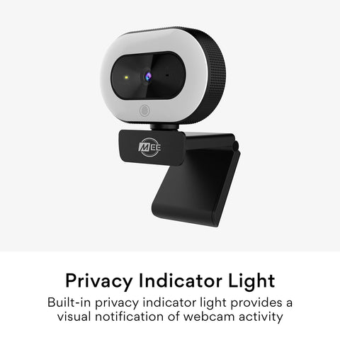 MEE audio CL8A 1080p HD Webcam with Ring Light, Microphone, Autofocus, Low Light Correction, 360° Rotation; USB Streaming Web Camera for Video Calling via Zoom/Skype on Computer PC Mac Laptop Desktop