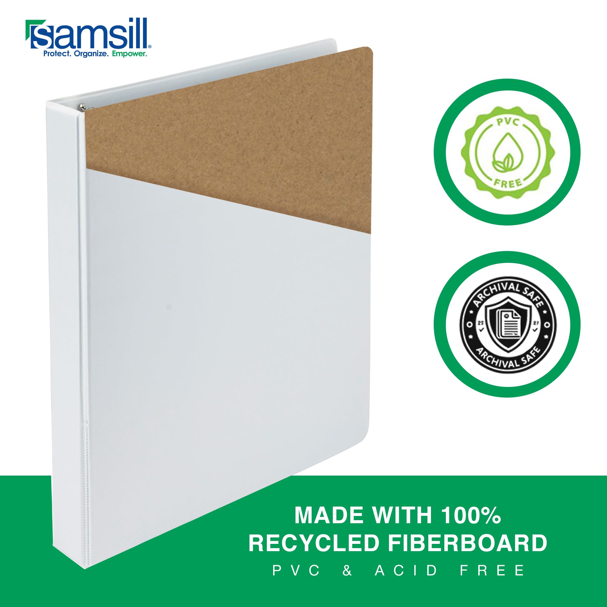 Samsill 1 Inch 3 Ring Binders, Economy Round Ring, Clear View Cover, 200 Sheet Capacity - for School, Home, Office - White, 6 Pack
