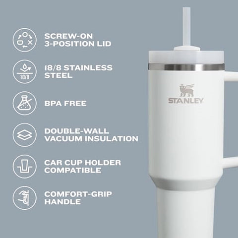 STANLEY Quencher H2.0 Tumbler with Straw 40 oz | Flowstate 3-Position Lid | Cup Holder Compatible for Travel | Insulated Stainless Steel Cup | BPA-Free | Jade