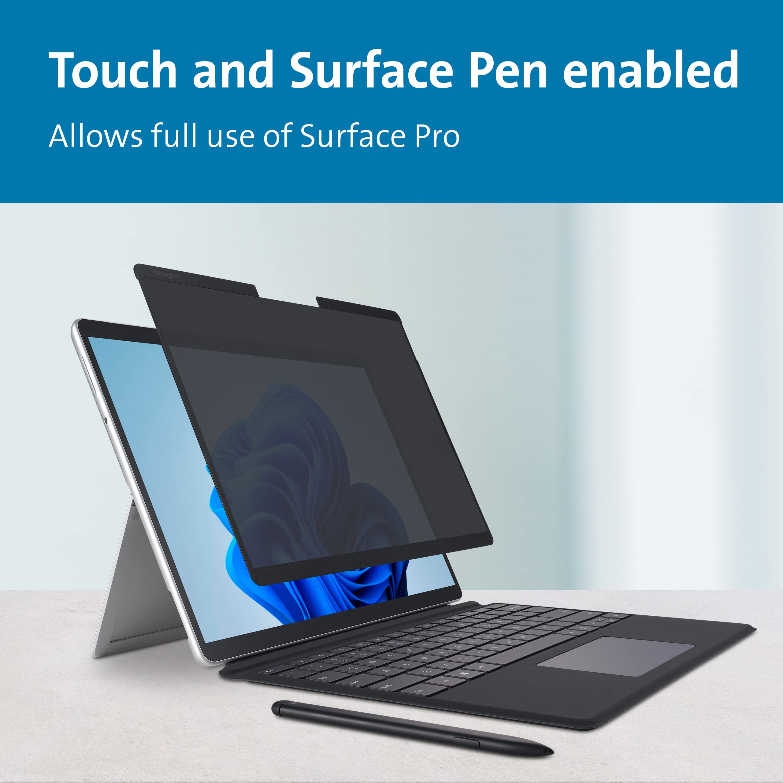 Kensington Surface Pro 11, 10, X, 9 & 8 Magnetic Privacy Screen, Removable Privacy Filter for 13 inch Surface Pro, Touch Screen and Surface Pen enabled for Microsoft Laptops (K51700WW)