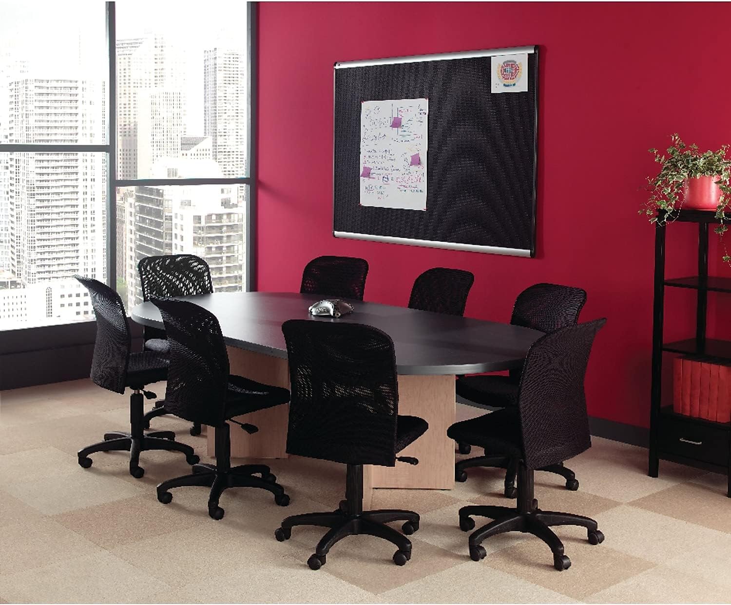 Quartet Bulletin Board, Foam, 4' x 3', Embossed, Hi-Density Fiberboard, Aluminum Frame, Black (B344A)