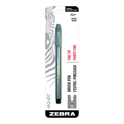 Zebra Pen, Zensations Brush Pen, Fine Tip, Water-Based Pigment Ink, Brush Pen Tip Allows for Thick and Thin Lines in One Expressive Tool, Japanese Design, 1-Pack (01211)