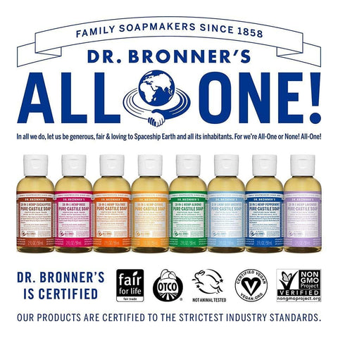 Dr. Bronner's Liquid Organic Castile Soap Peppermint 2oz All-Purpose (6-Pack)