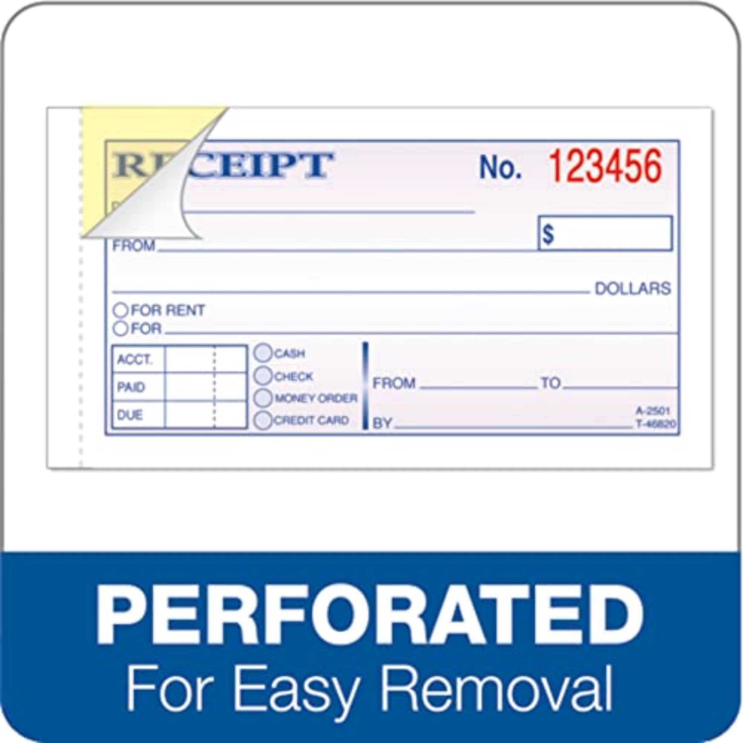 TOPS Money Receipt Book, 2-Part, Carbonless, 2 5/8 x 5 3/8 Inches, 50 Sheets, White and Canary, (46820)