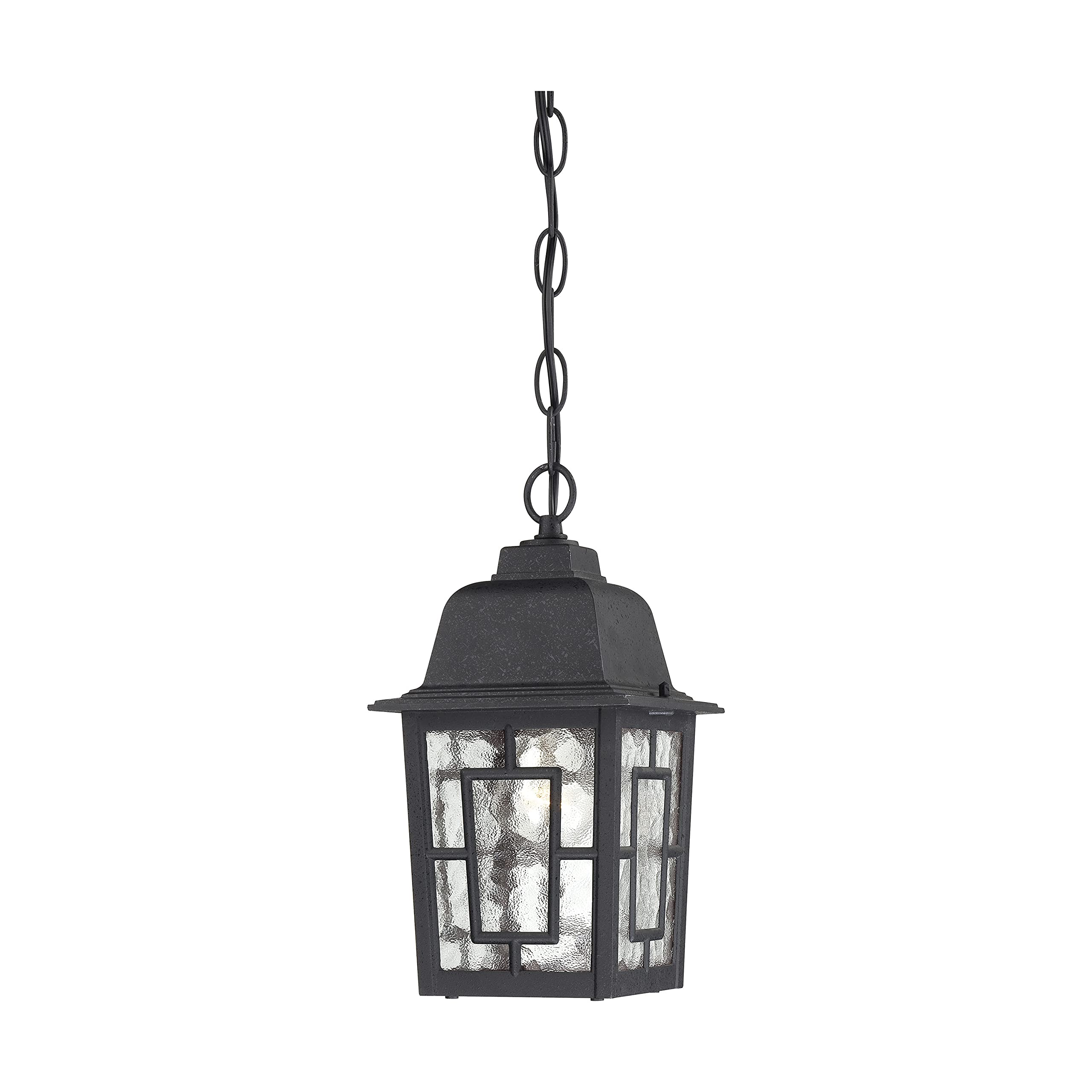 Nuvo Lighting 60/4933 Banyon One Light Hanging Lantern 100 Watt A19 Max. Clear Water Glass Textured Black Outdoor Fixture