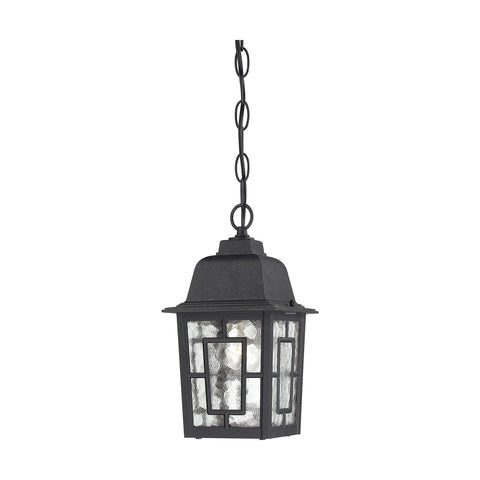 Nuvo Lighting 60/4933 Banyon One Light Hanging Lantern 100 Watt A19 Max. Clear Water Glass Textured Black Outdoor Fixture
