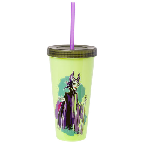 Silver Buffalo Disney Villains 4 pack Color Change Plastic Tumbler Featuring The Evil Queen, Cruella De Vil, Ursula, and Maleficent, 24 Ounces