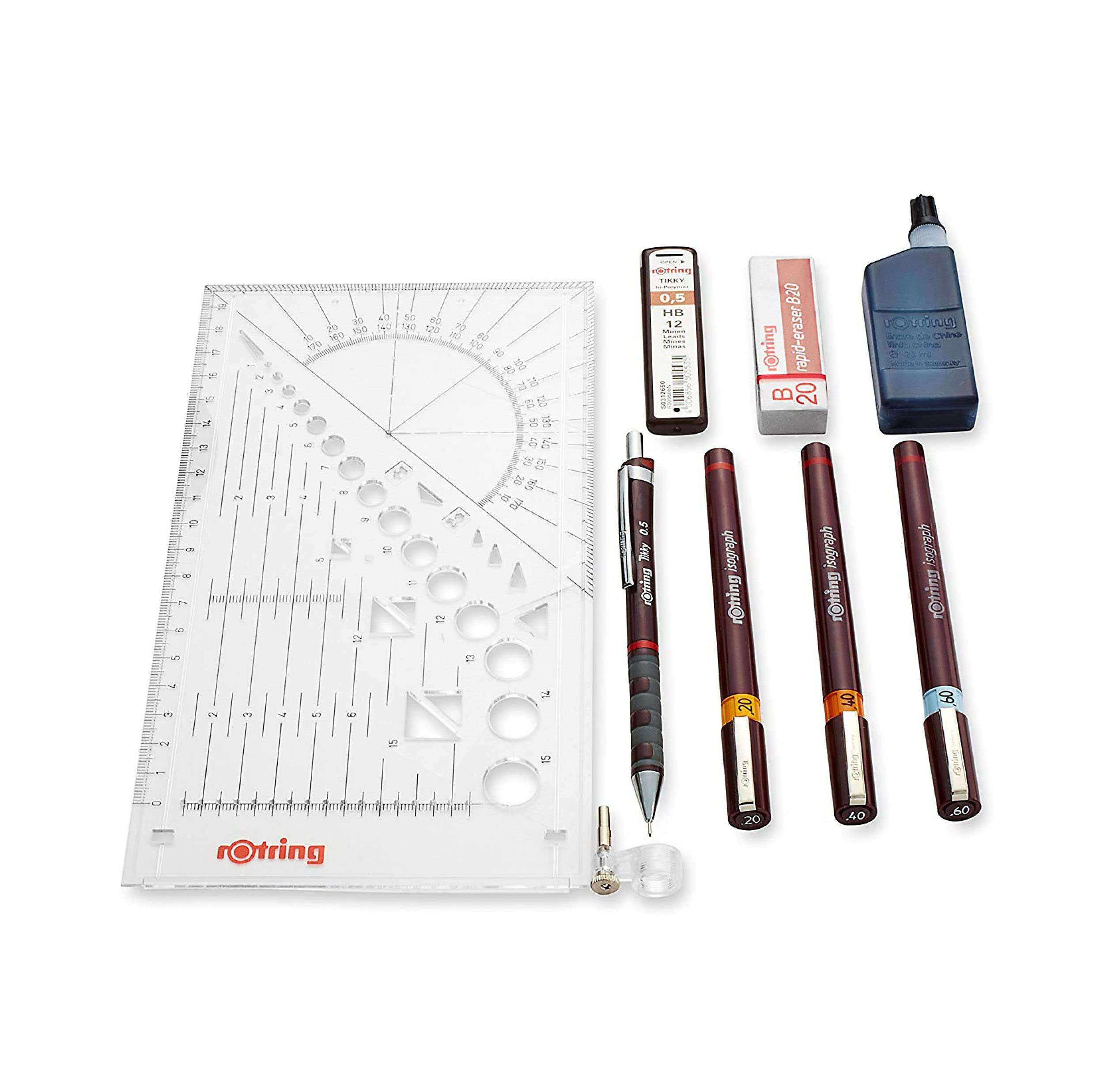 rOtring Isograph Technical Drawing Pens, Set, 3-Piece College Set (.20-60 mm)