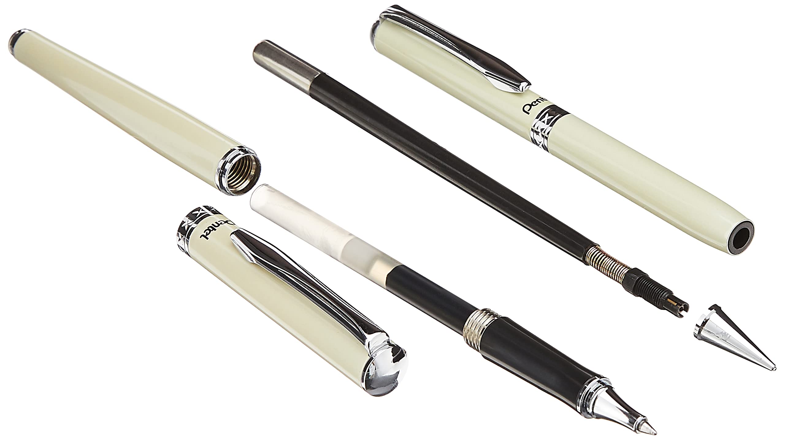 Pentel Libretto Roller Gel Pen and Pencil Set with Gift Box, Pen 0.7mm and Pencil 0.5mm, Cream Barrels (K6A8W-A)