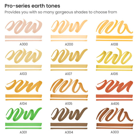 ARTEZA Dual Tip Nylon Brush Pens Set of 12 Earth Tones, EverBlend Watercolor Calligraphy Markers, Water-Based Ink