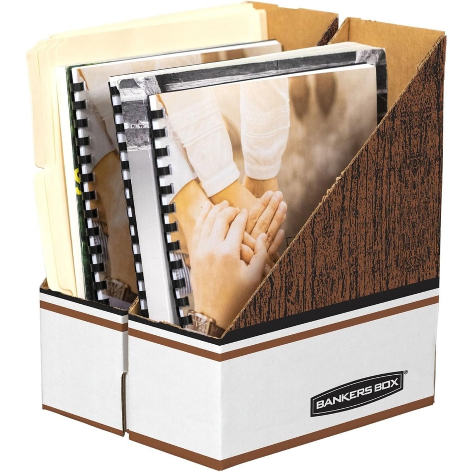 Bankers Box Magazine File Holders, Oversized Letter, Wood Grain, 12 Pack (07224)