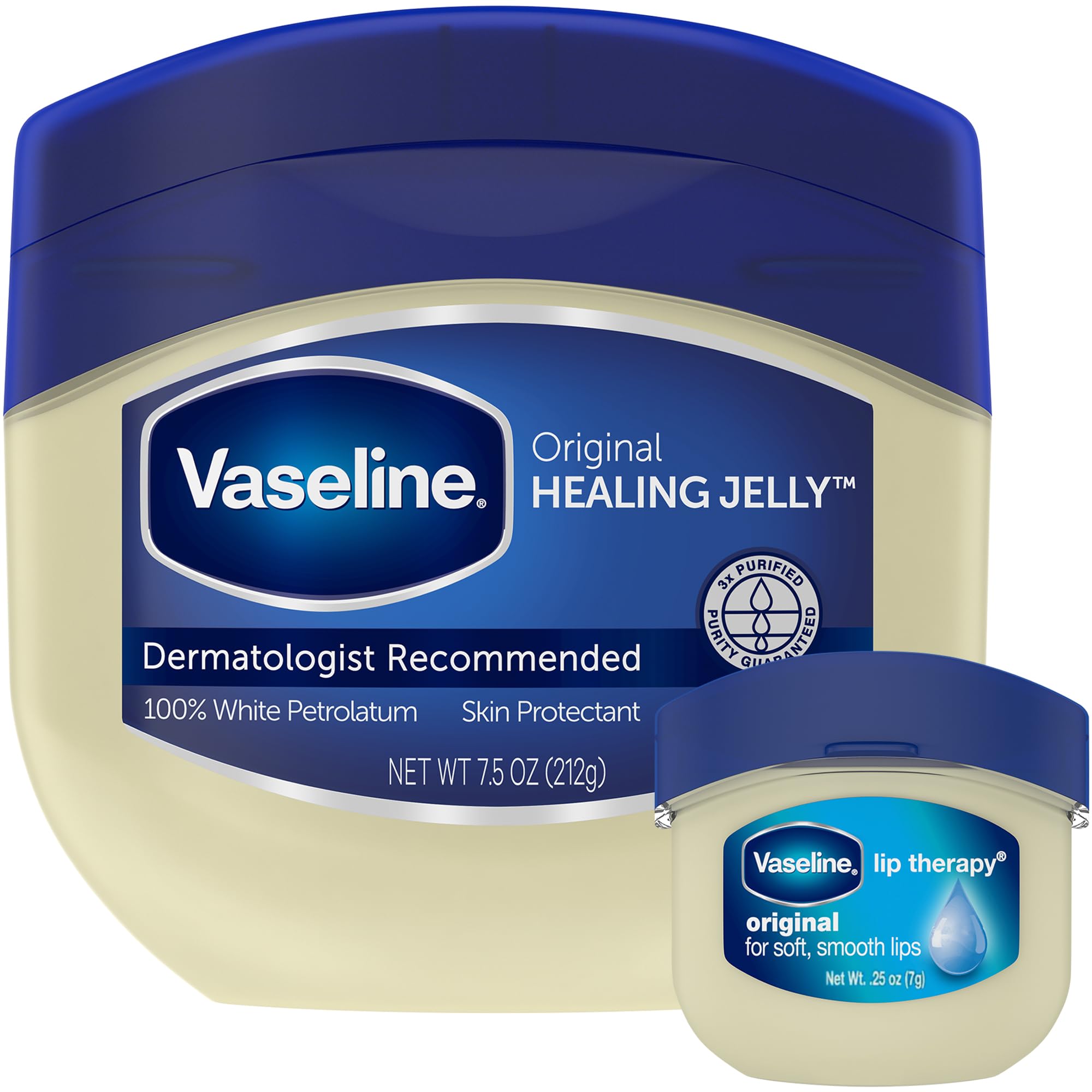 Vaseline Original Healing Jelly, Skin Protectant with 100% White Petrolatum + Lip Therapy for Soft, Smooth Lips