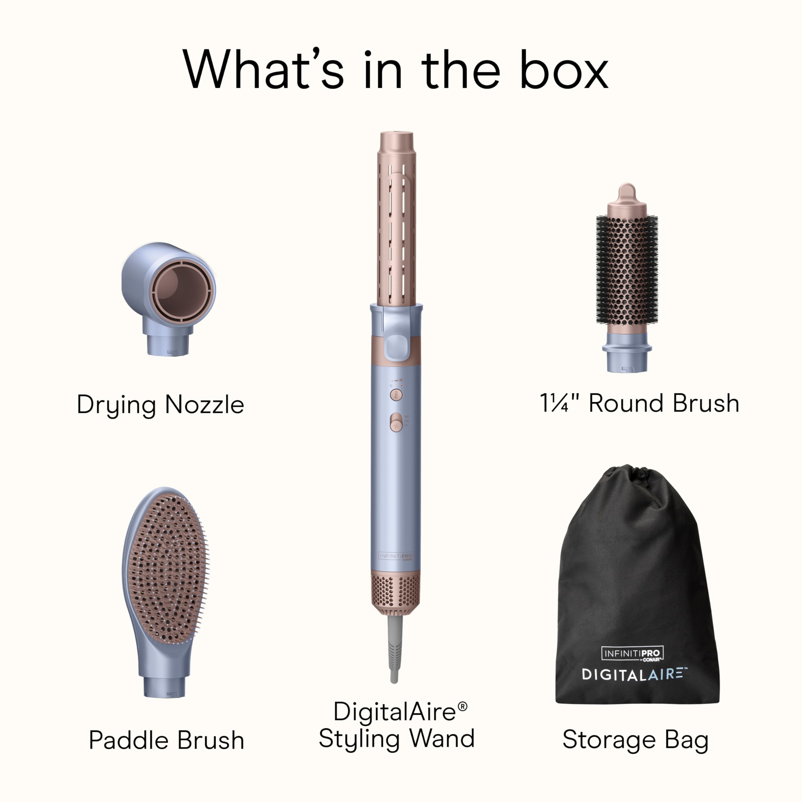 INFINITIPRO by CONAIR DigitalAIRE Multi Hair Styler, Air Styling System for Curls, Waves, Blowouts & Volume, 4 Attachments to Personalize Your Look Plus Storage Bag, Light Blue
