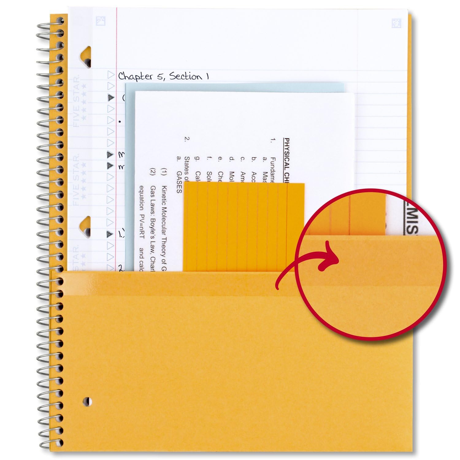 Five Star Spiral Notebook + Study App, 2 Subject, College Ruled, 8-1/2" x 11", 120 Sheets, Fights Ink Bleed, Purple, Orange, Green, Blue, Gray, Black, Color Will Vary, 1 Count (824230)