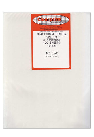 Clearprint 18" x 24" 1000H Design Vellum Sheets, 16 lb., 100% Cotton, 100 Sheets Per Pack, 1 Each