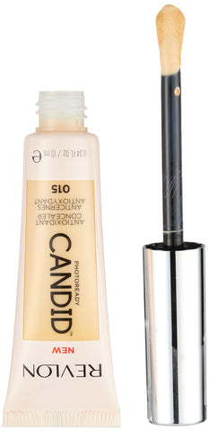 Revlon Concealer Stick, PhotoReady Candid Face Makeup with Anti-Pollution & Antioxidant Ingredients, Longwear Medium-Full Coverage Infused with Caffine,Natural Finish,Oil Free,015 Light, 0.34 Fl Oz