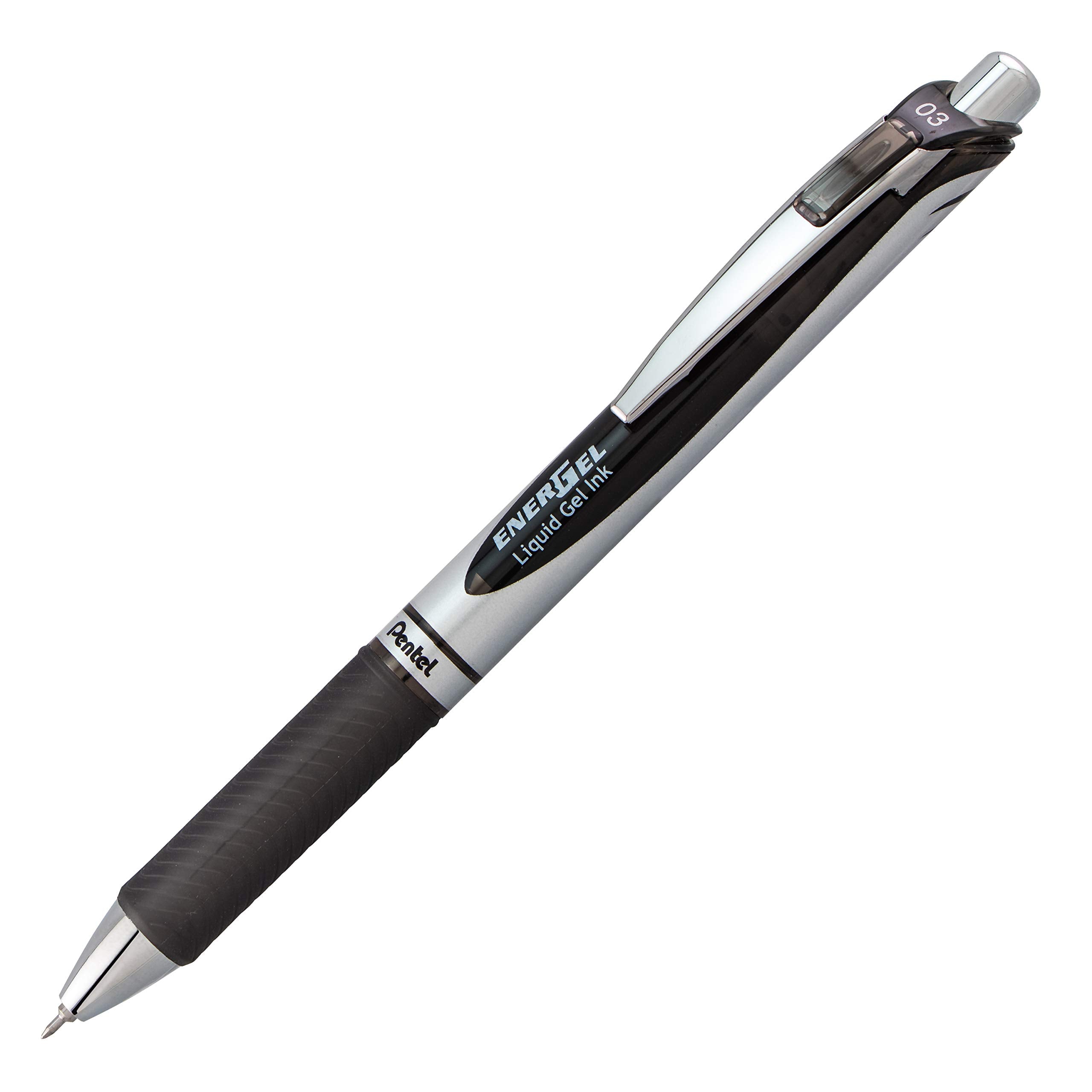 Pentel EnerGel RTX Retractable Liquid Gel Pen, (0.3mm) Needle Tip, Extra Fine Line, Assorted Ink, 3-Pk (BLN73BP3M)