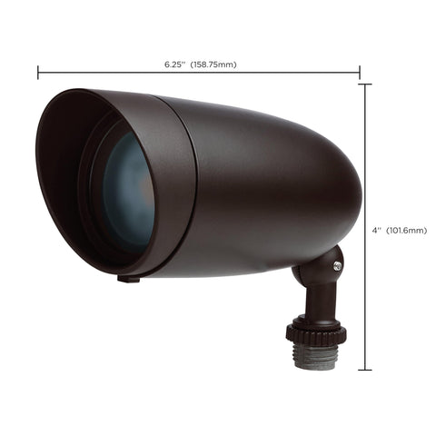 Nuvo 62-1205 Outdoor Landscape Spotlight, Waterproof LED Fixture, Yard Flood Light, 6.25-Inch Bronze, 3000K Warm White, 900 Lumens, 120V, Die-Cast Aluminum