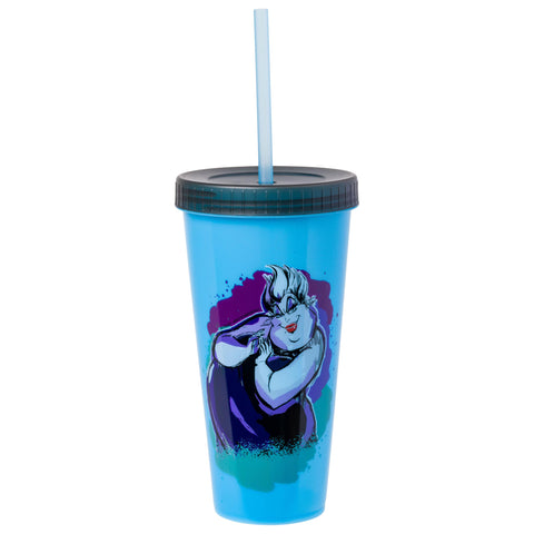 Silver Buffalo Disney Villains 4 pack Color Change Plastic Tumbler Featuring The Evil Queen, Cruella De Vil, Ursula, and Maleficent, 24 Ounces