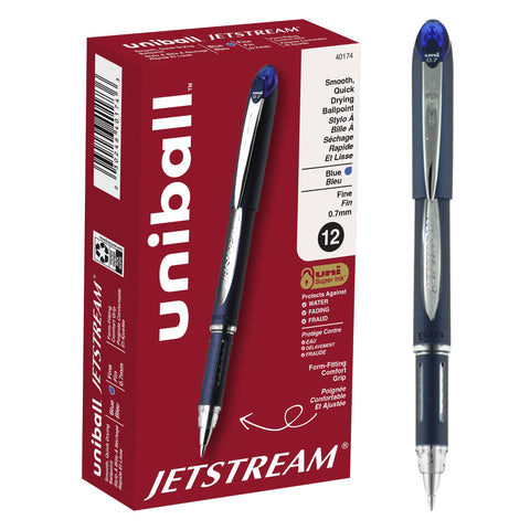 uniball Jetstream Ballpoint Pen, Fine Point (0.7mm), Blue