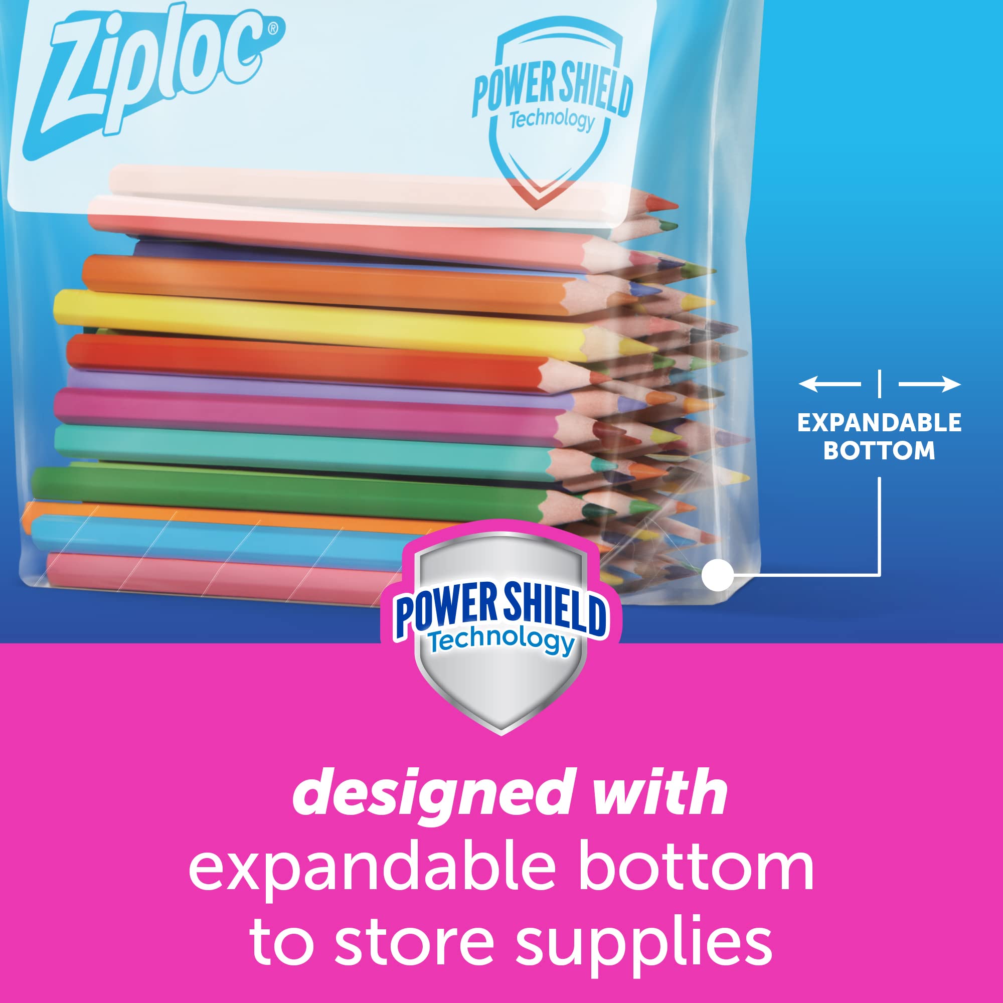Ziploc Quart Food Storage Slider Bags, Power Shield Technology for More Durability, 20 Count
