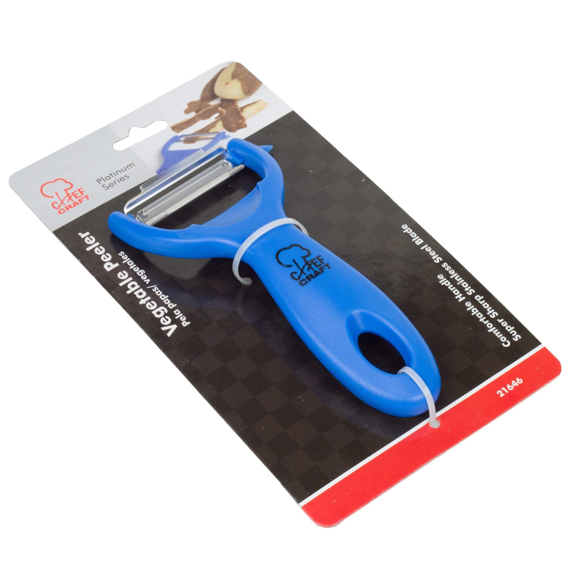 Chef Craft Classic Stainless Steel Blade with Plastic Handle Vegetable Peeler, 5.5 inch, Blue