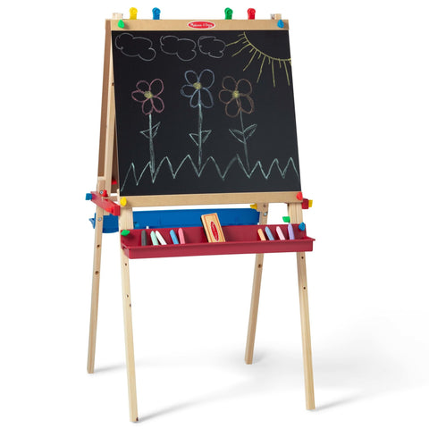 Melissa & Doug Deluxe Standing Art Easel - Dry-Erase Board, Chalkboard, Paper Roller