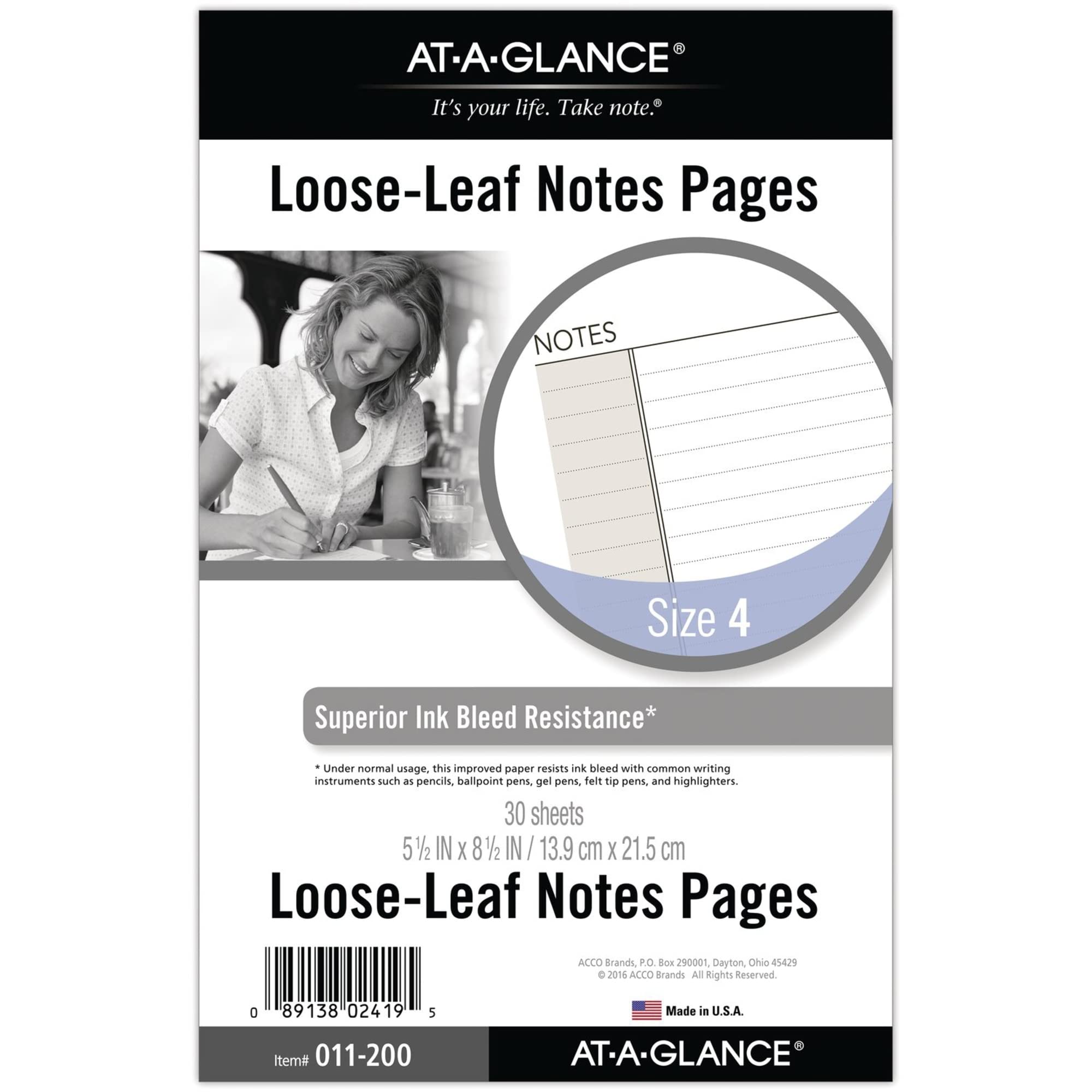 AT-A-GLANCE Day Runner Notes Pages, 87228 DAY-TIMER, Refill, Loose-Leaf , Undated, for Planner, 5-1/2" x 8-1/2", Size 4, 30 Sheets/Pack (011-200)
