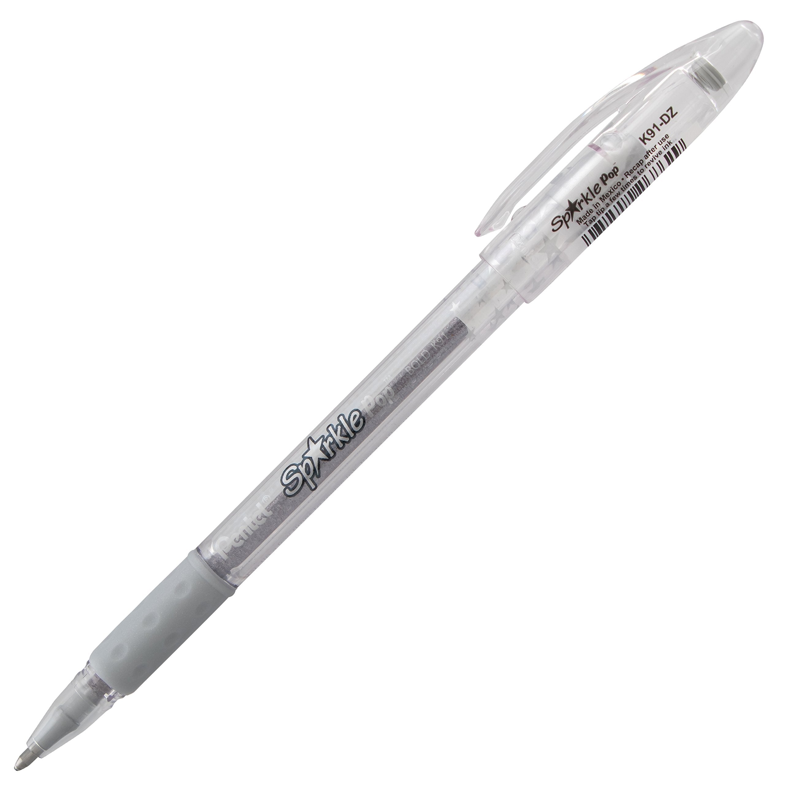 Pentel Arts Sparkle Pop Metallic Gel Pen, 1.0mm Bold Line, Gold & Silver Ink, Pack of 2 (K91PABPXZ)
