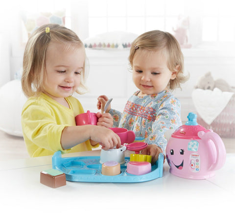 Fisher-Price Toddler Toy Laugh & Learn Sweet Manners Tea Set with Smart Stages Learning Songs for Pretend Play Kids Ages 18+ Months