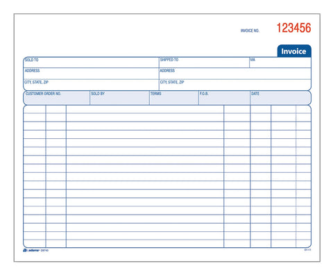 Adams Invoice Book, 2 Part, Carbonless, 8.38 x 7.19 Inches, 50 Sets per Book, White and Canary (D8740)