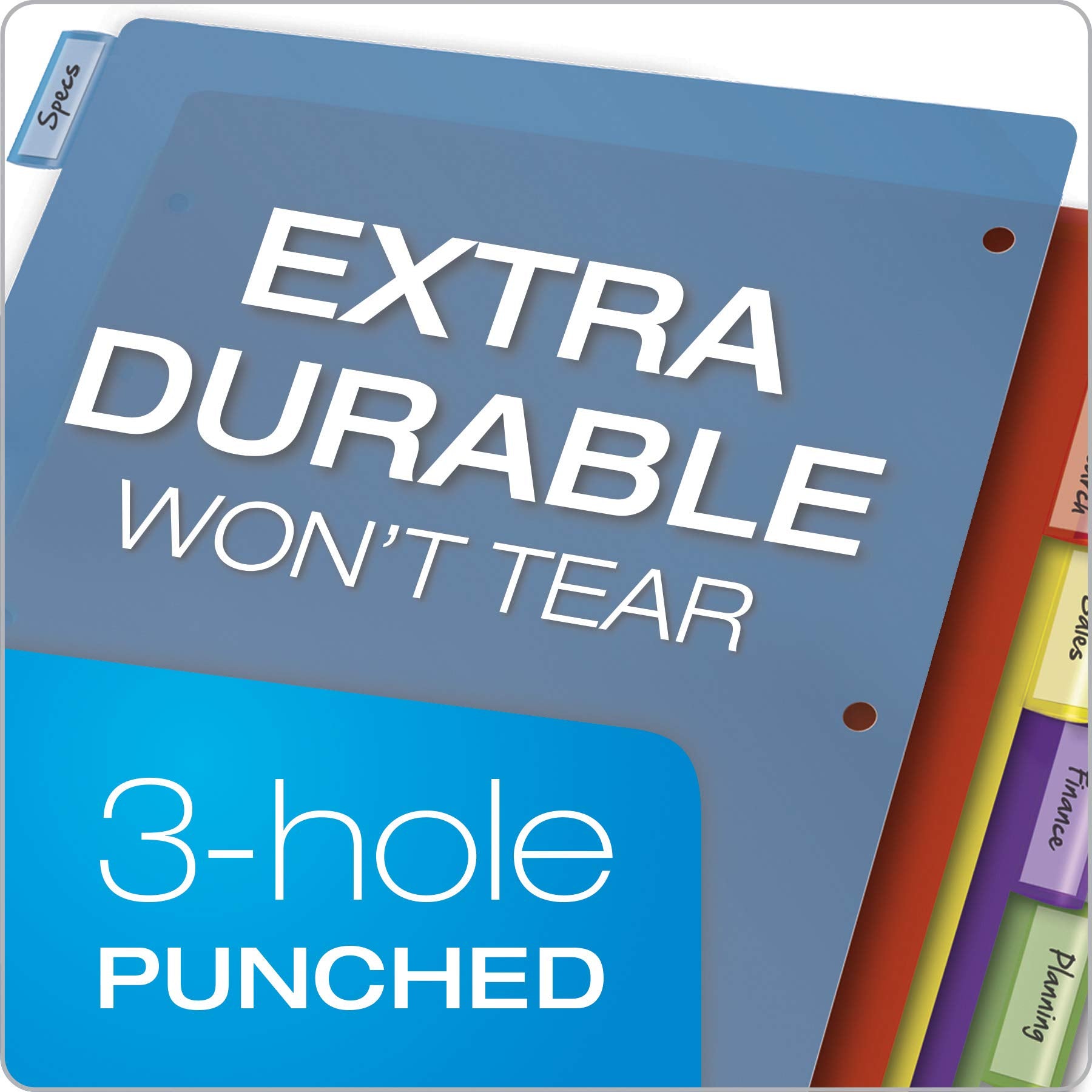 Cardinal Plastic Binder Dividers without Pockets, 8-Tab, Insertable Multicolor Tabs, Letter Size, 1 Set (84019), 8-1/2 x 11