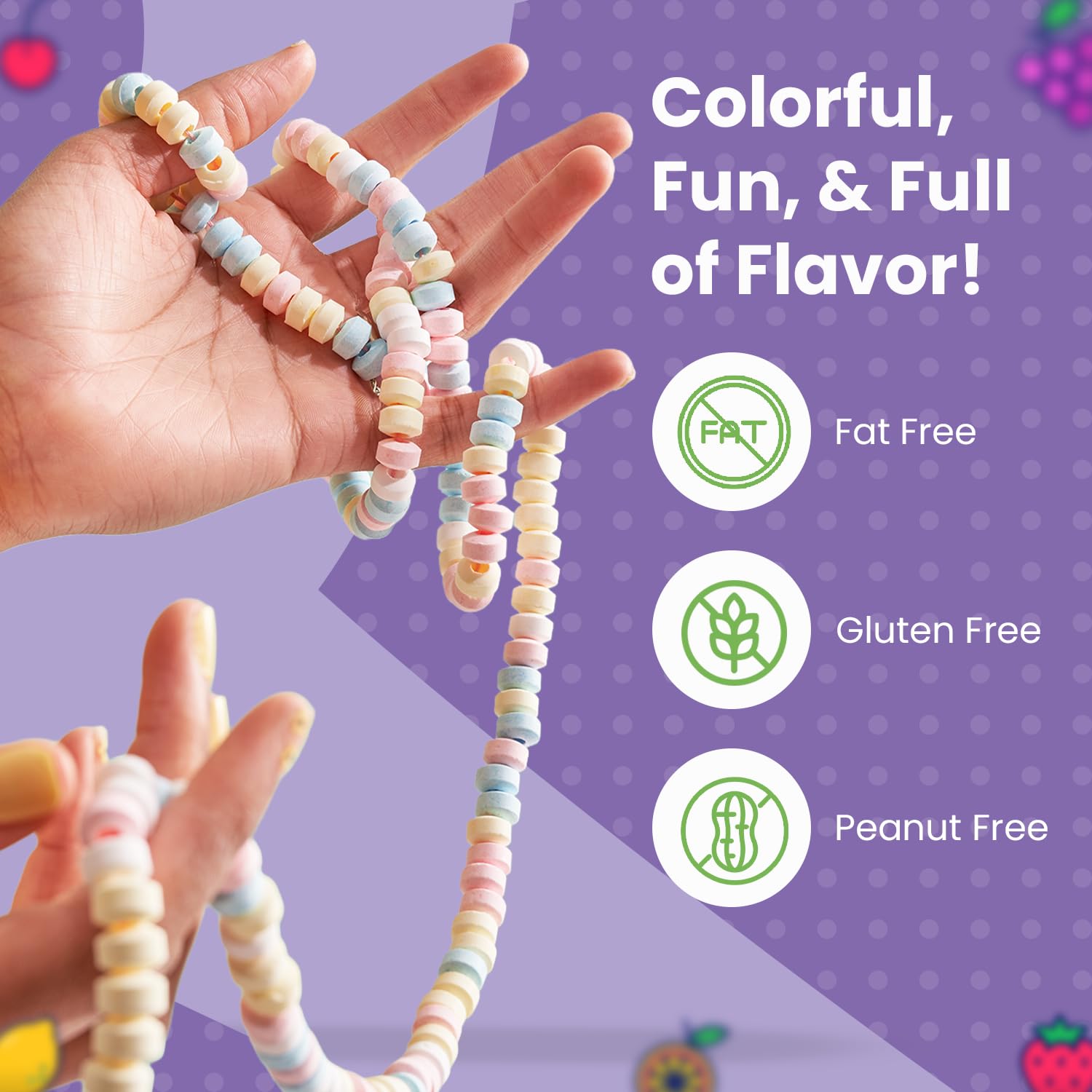 Smarties Candy Necklace - Bulk Candy - Gluten Free & Vegan, Fruit Flavored, Hard Candy on Stretch String - Perfect for Birthdays & Halloween Hard Candy - 4 Necklaces Per Bag 2.9 oz (Pack of 1)