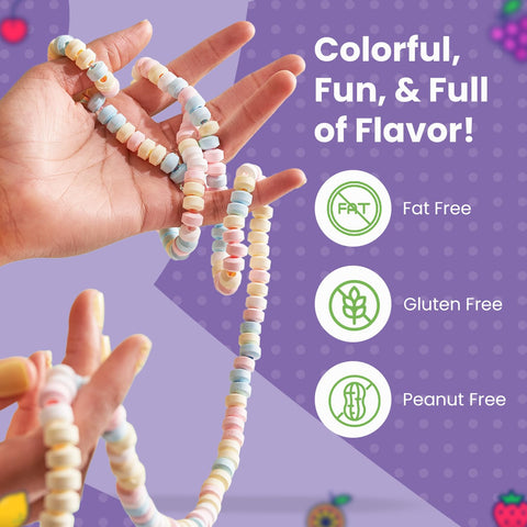 Smarties Candy Necklace - Bulk Candy - Gluten Free & Vegan, Fruit Flavored, Hard Candy on Stretch String - Perfect for Birthdays & Halloween Hard Candy - 4 Necklaces Per Bag 2.9 oz (Pack of 1)