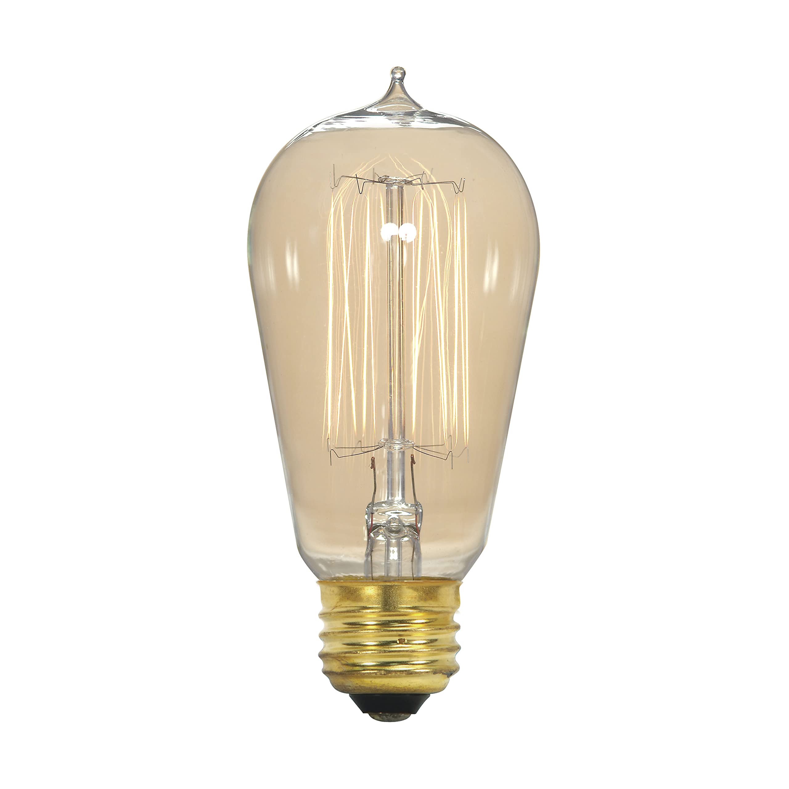 Satco S2413 40 Watt 135 Lumens ST19 Incandescent Medium Base Soft White 2700K Vintage Cage Coil Design Light Bulb, Dimmable
