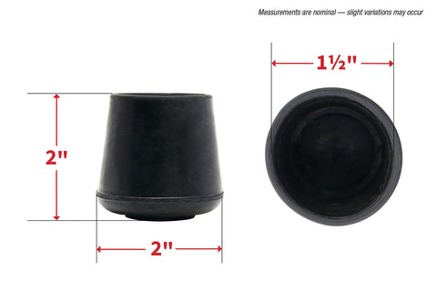 Shepherd Hardware 1-1/2" Round Non-Marking Rubber Slip-On Chair Leg Tips, Nonslip Protective Furniture Leg Caps for Chairs, Stools, and Tables on Hard Surfaces, Set of 2, Black