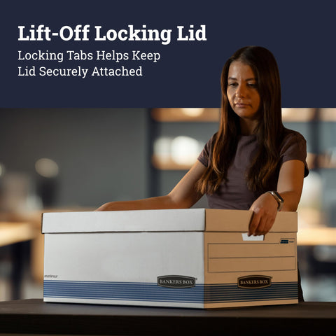Bankers Box 12-Pack Medium Duty File Storage Boxes with Lids, FastFold Assembly, 24 Inch Legal, STOR, (00702)
