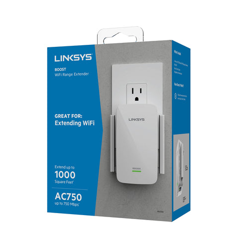 Linksys WiFi Extender, WiFi 5 Range Booster, Dual-Band Booster, 1,000 Sq. ft Coverage, Speeds up to (AC750) 750Mbps - RE6300 (Renewed)