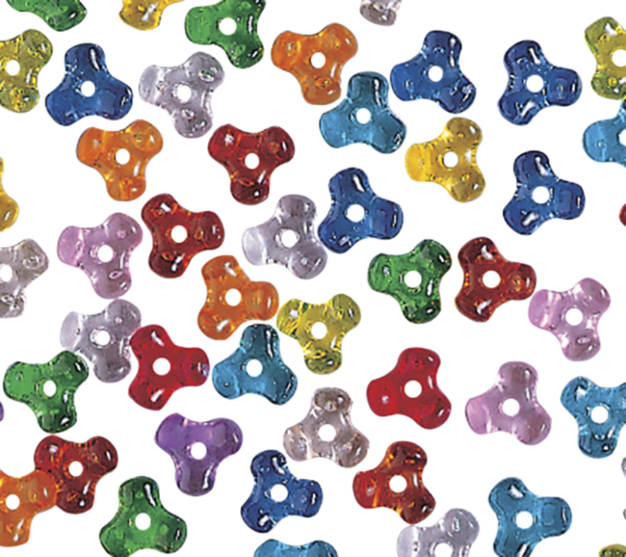 Creativity Street Plastic 3-Sided Tri-Bead Assortment, 0.43 in, Assorted Transparent Color, Pack of 1000