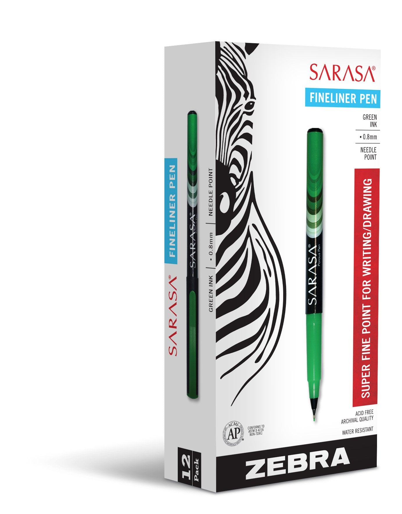 Zebra Pen Sarasa Fineliner Pen 0.8mm, green (66140)