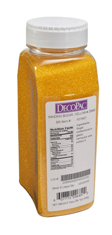 DecoPac Sanding Sugar, Yellow Edible Sugar Sprinkles, Edible Sanding Sugar in Handheld Container, Sugar Sprinkle Mix For Celebration Cakes, Cupcakes, Cookies, 33oz - Yellow