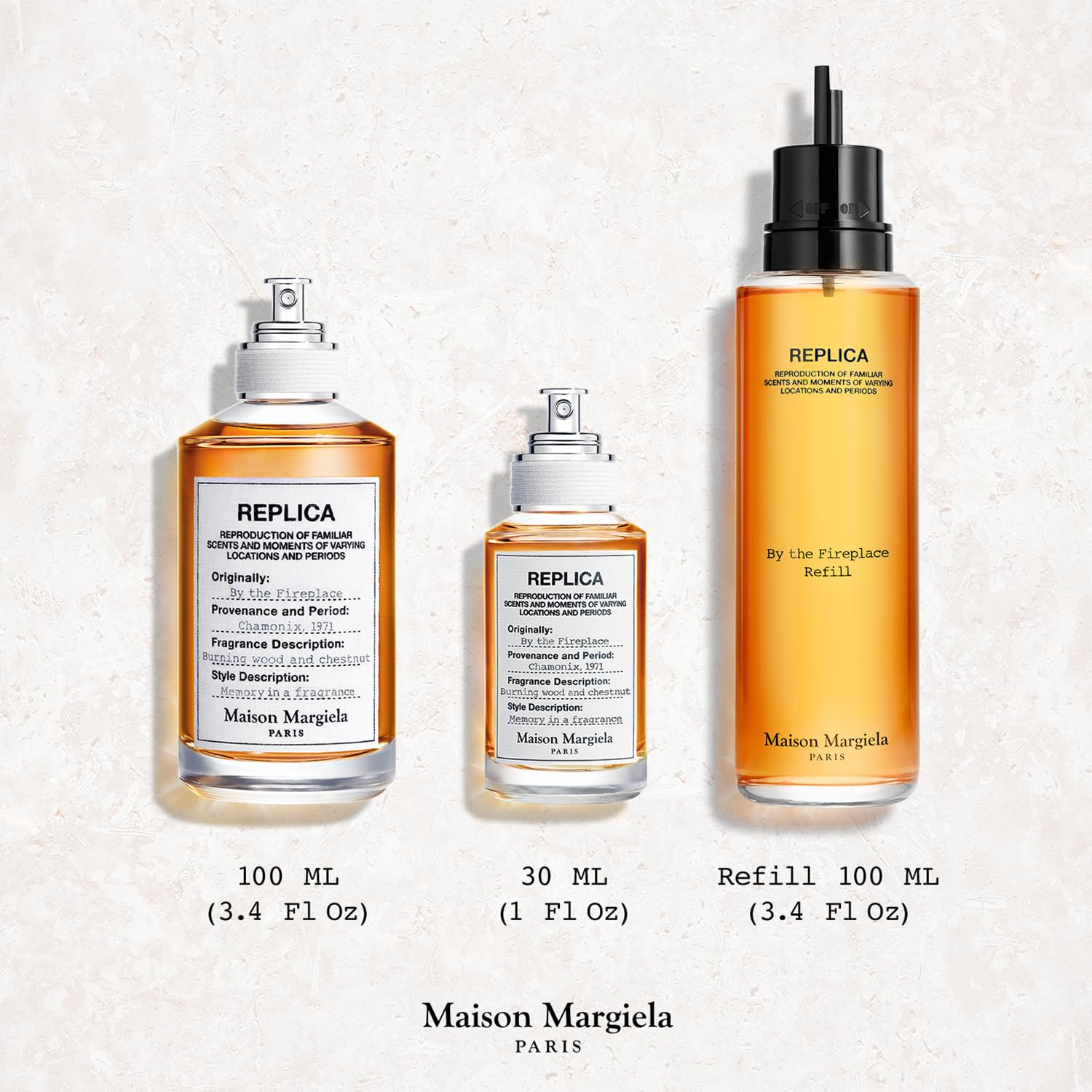 Maison Margiela - Replica - By the Fireplace Eau de Toilette - Warm & Spicy Fragrance - With Chestnut, Wood & Vanilla - 3.4 Fl Oz