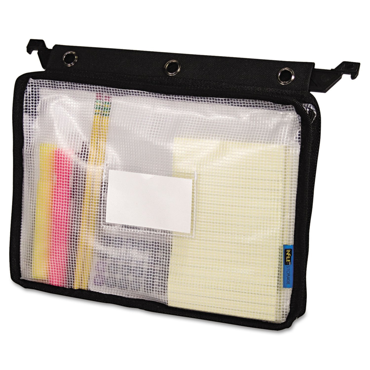 Expanding Zipper Pouch, Clear/Black - 13 in x 11.5 in x 1.25 in