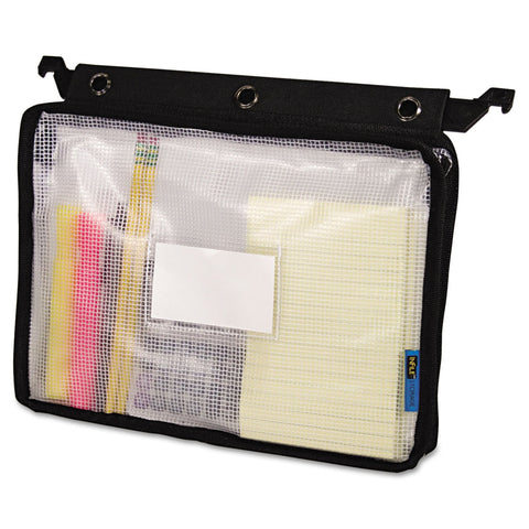 Expanding Zipper Pouch, Clear/Black - 13 in x 11.5 in x 1.25 in