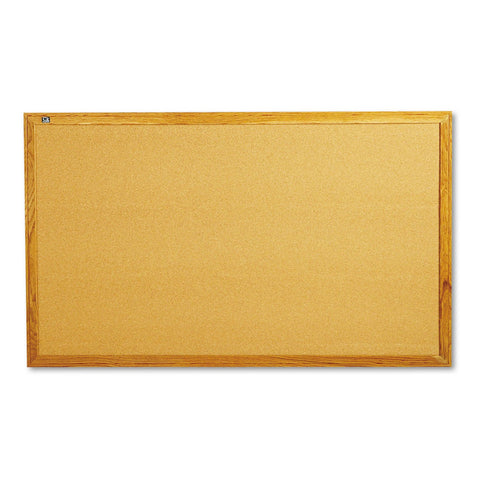 Quartet Cork Bulletin Board 60"W x 36"H Pin Board, Oak Finish Frame (305)