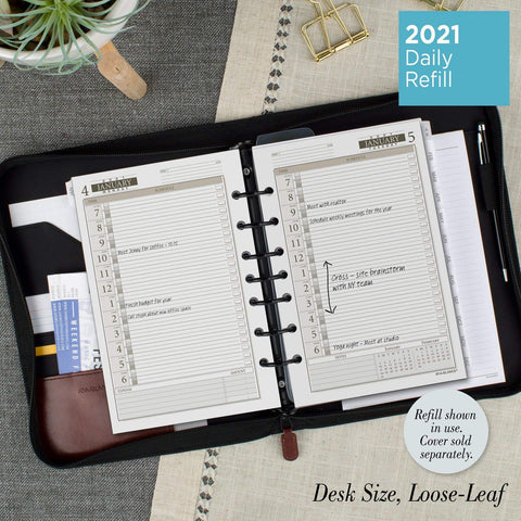2021 Daily Planner Refill by AT-A-GLANCE, 12010 Day-Timer, 5-1/2" x 8-1/2", Size 4, One Page per Day (481-125-21)