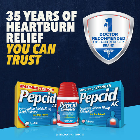 Pepcid AC Maximum Strength Heartburn Relief Tablets, Famotidine 20mg Acid Reducer, Fast-Acting Antacid, Helps Prevent & Relieve Heartburn from Acid Indigestion, Value 75 ct Bottle
