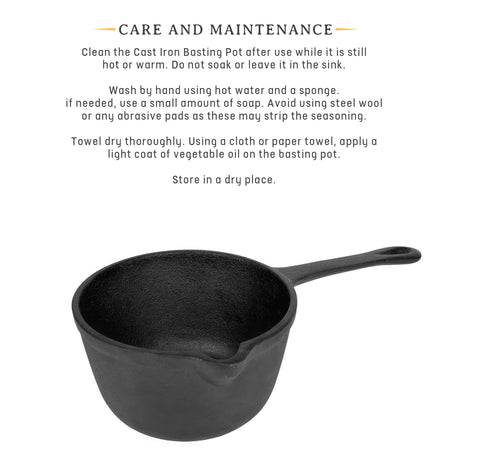 Jim Beam JB0204 Pre-Seasoned Heavy Duty Construction Cast Iron Basting Pot for Grilling and Oven, Large, Black