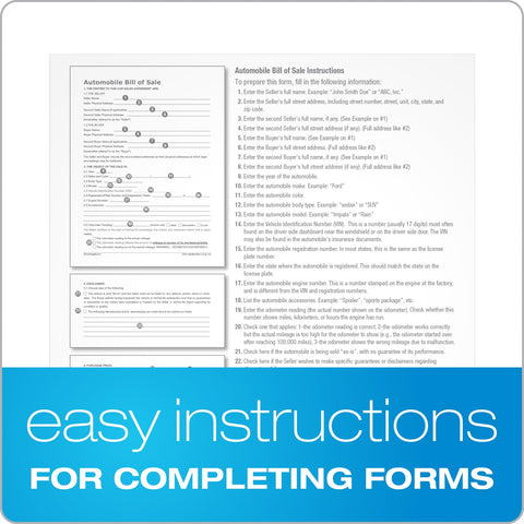 Adams Bill of Sale Forms Pack, Includes 2 Motor Vehicle and 2 General Bills of Sale, 8.5 x 11 Inches, White (ALFP111)