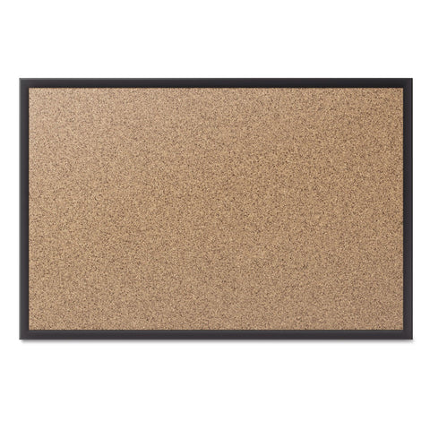Quartet Cork Bulletin Board 60"W x 36"H Pin Board, Black Aluminum Frame (2305B)